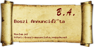 Boszi Annunciáta névjegykártya